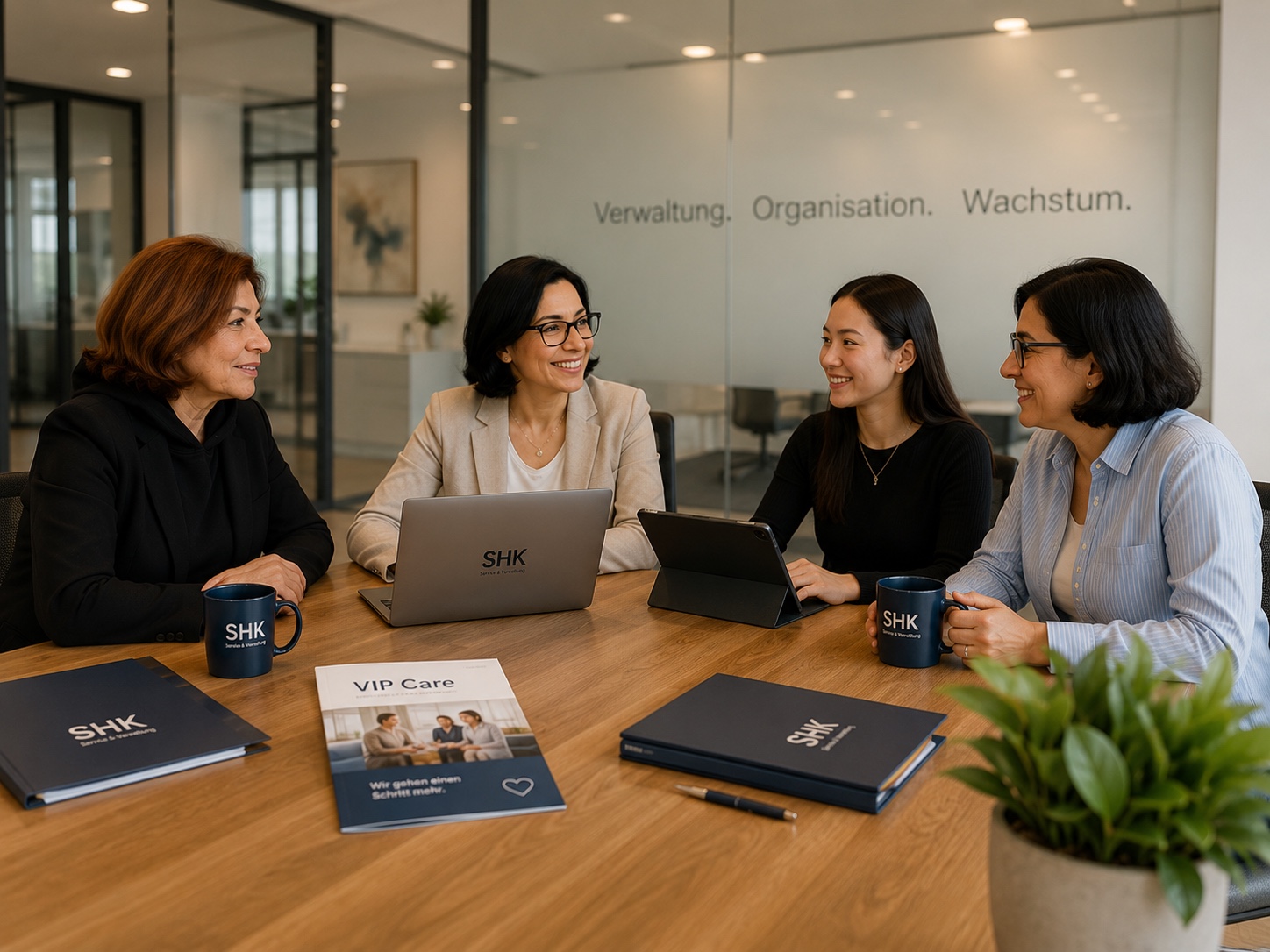 Professionelle Besprechung im SHK-Team